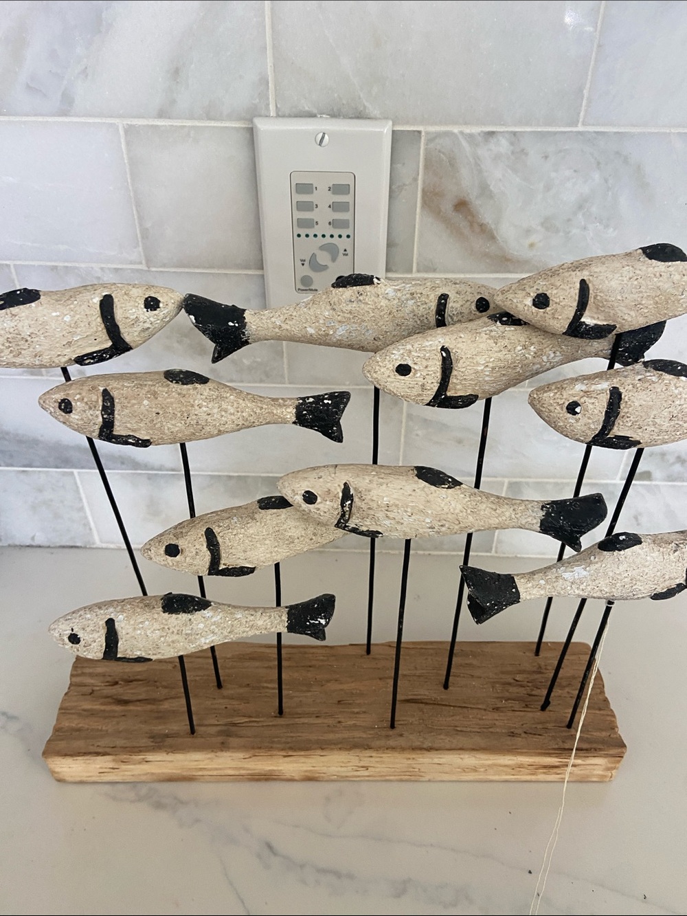 Handcrafted School of Fish Table Sculpture - Natural & Black - Picture 13 of 15